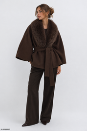 Gina Tricot / Faux fur collar cape jacket / Mole (7382)