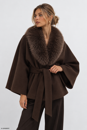 Gina Tricot / Faux fur collar cape jacket / Mole (7382)