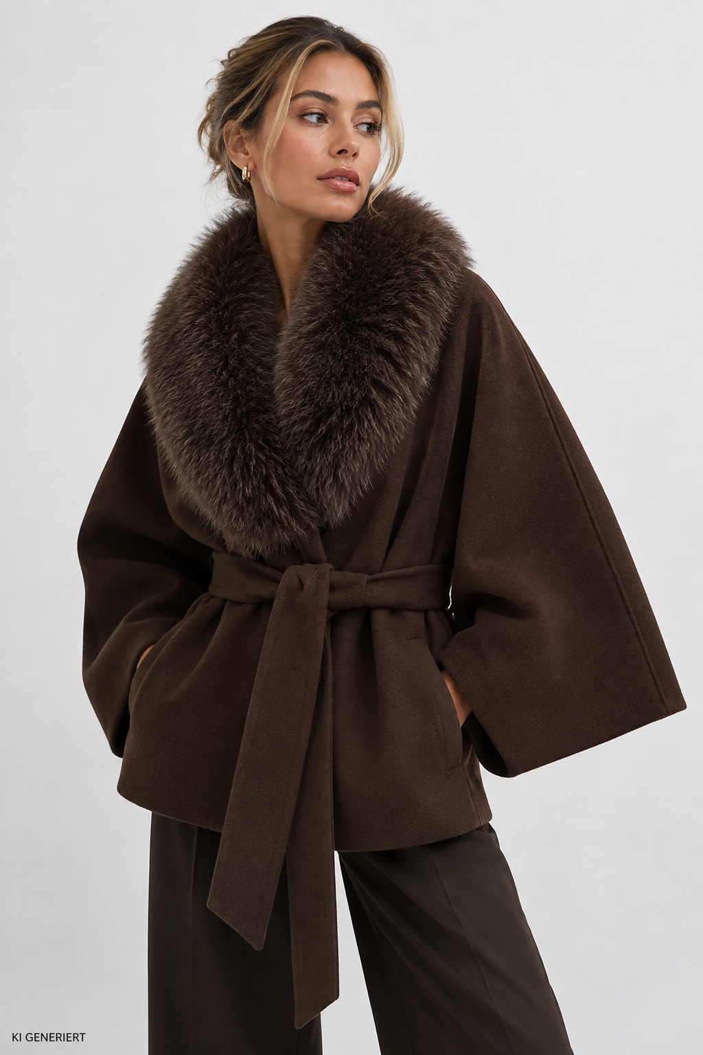 Gina Tricot / Faux fur collar cape jacket / Mole (7382)