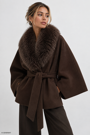 Gina Tricot / Faux fur collar cape jacket / Mole (7382)