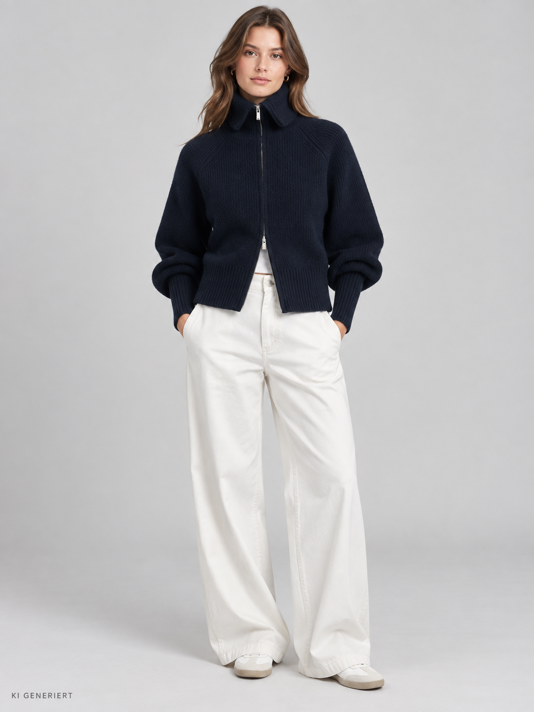 Gina Tricot / Knitted zip cardigan / Navy blazer (5853)