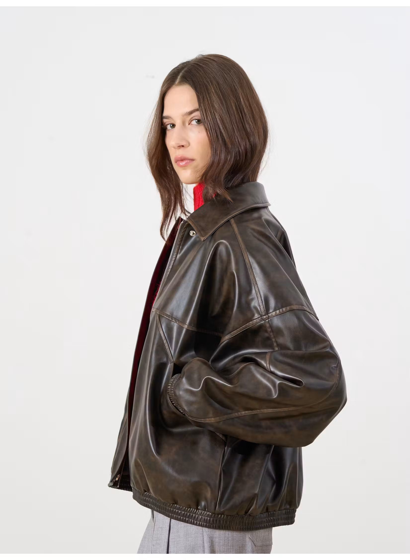 EDITED / Jilian Jacket PU / Dark Brown Washed