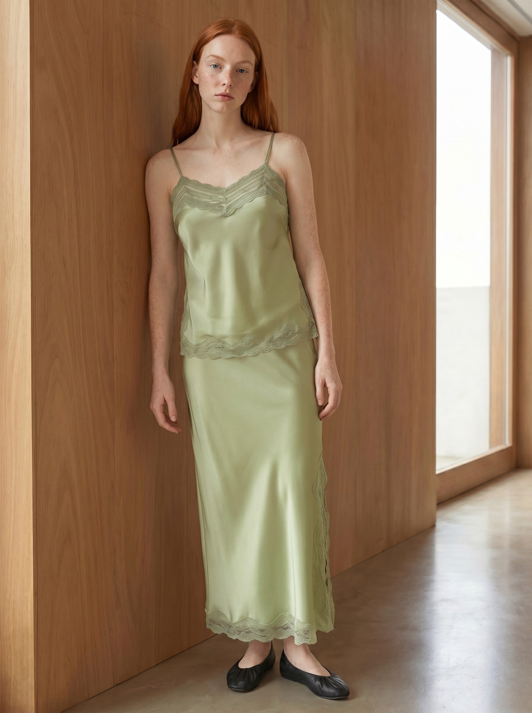 Gina Tricot / Lace singlet / Green glow (6050)