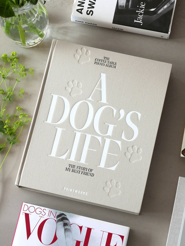 Dog-Album-A-Dogs-Life-Beige-Bezug-100-Baumwollstoff-recycelte-Graupappe-Seiten-FSC-surefreier-schwarzer-Karton-Schwarzer-Metallbinder-3