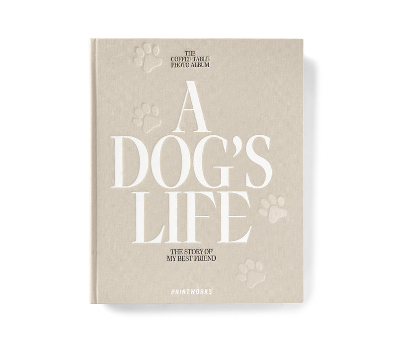 Dog-Album-A-Dogs-Life-Beige-Bezug-100-Baumwollstoff-recycelte-Graupappe-Seiten-FSC-surefreier-schwarzer-Karton-Schwarzer-Metallbinder-4