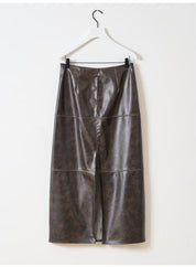EDITED / Jella PU skirt / Dark Brown Washed