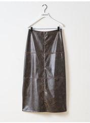 EDITED / Jella PU skirt / Dark Brown Washed