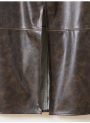 EDITED / Jella PU skirt / Dark Brown Washed