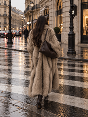 Gina Tricot / Faux fur long coat / Beige/brown