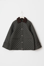 Gina Tricot / Corduroy collar quilted jacket / Dark green