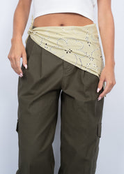 Sui Ava / Floral Broderie Bandana Scarf / Pistachio