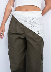 Sui Ava / Floral Broderie Bandana Scarf / Soft White