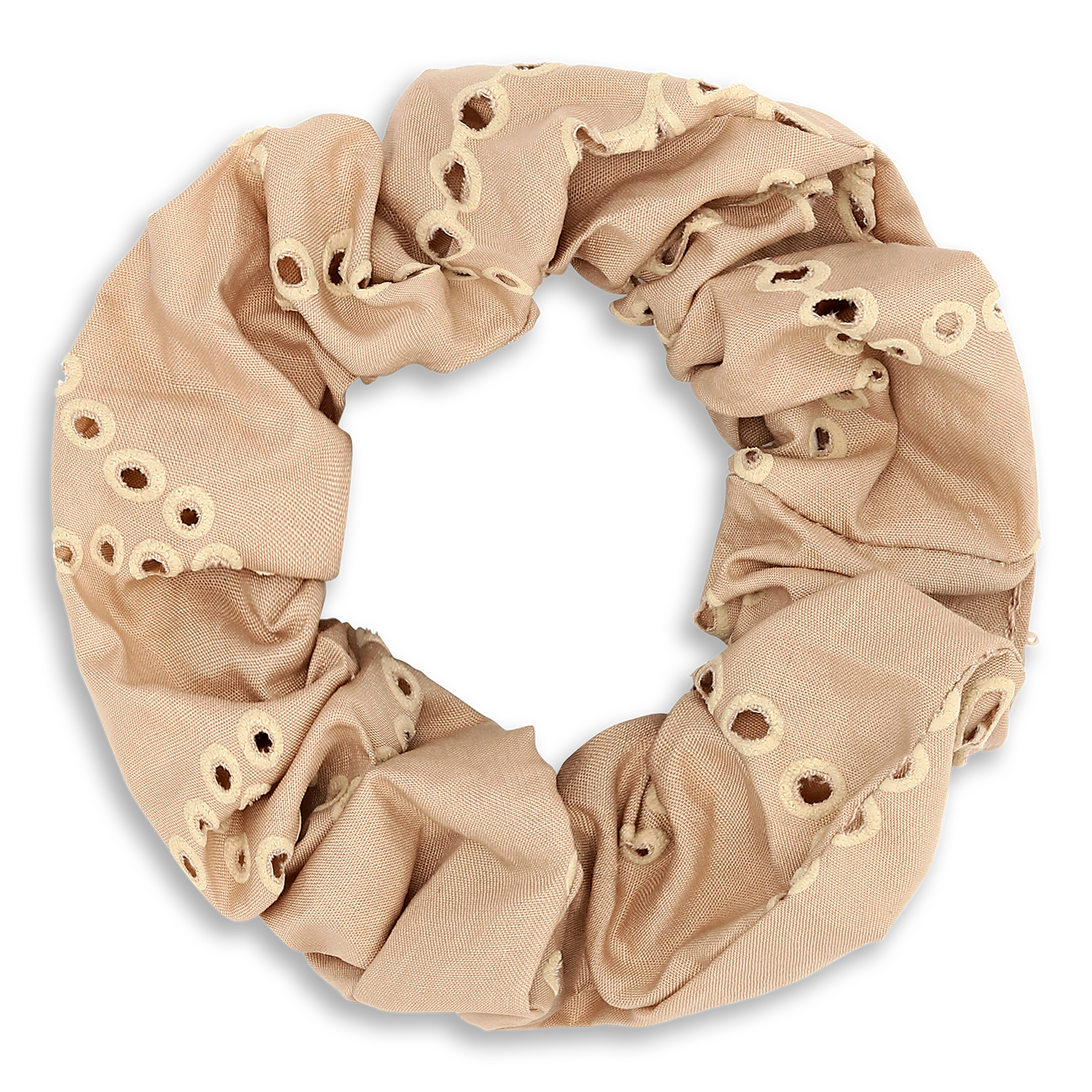 Sui Ava / Floral Broderie Scrunchie / Salted Caramel