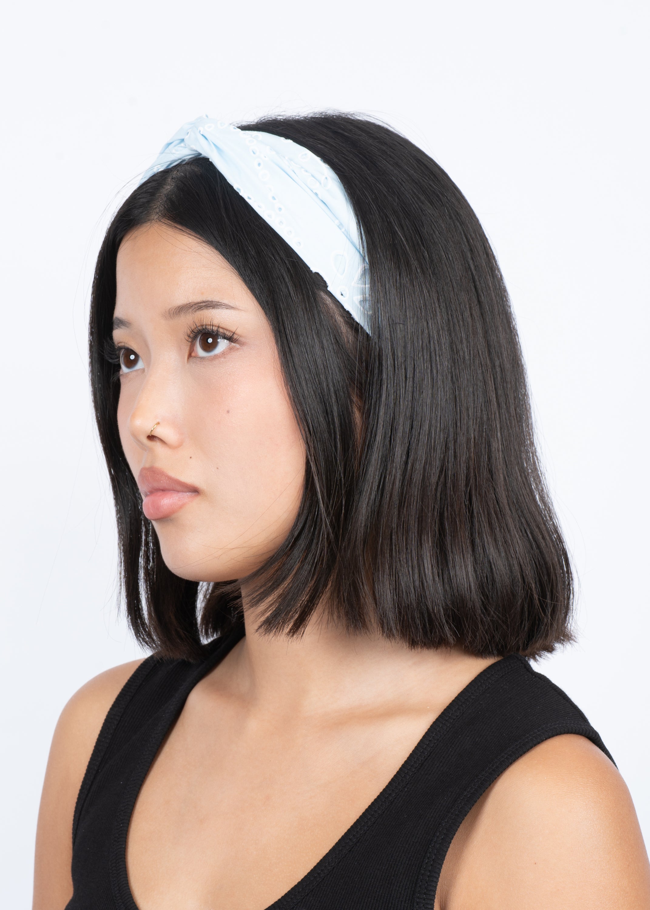 Sui Ava / Floral Broderie Twist Headband / Soft White