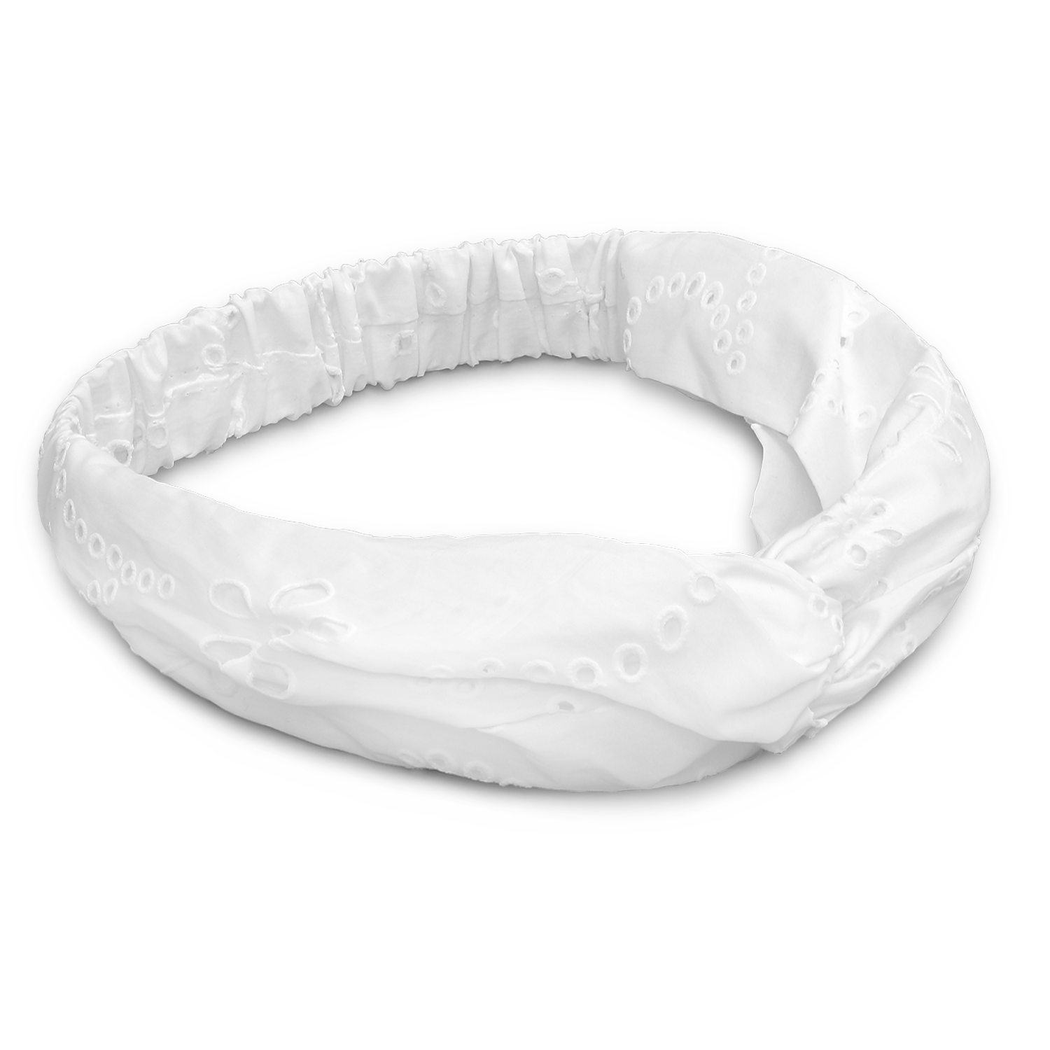 Sui Ava / Floral Broderie Twist Headband / Soft White