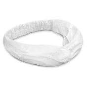 Sui Ava / Floral Broderie Twist Headband / Soft White