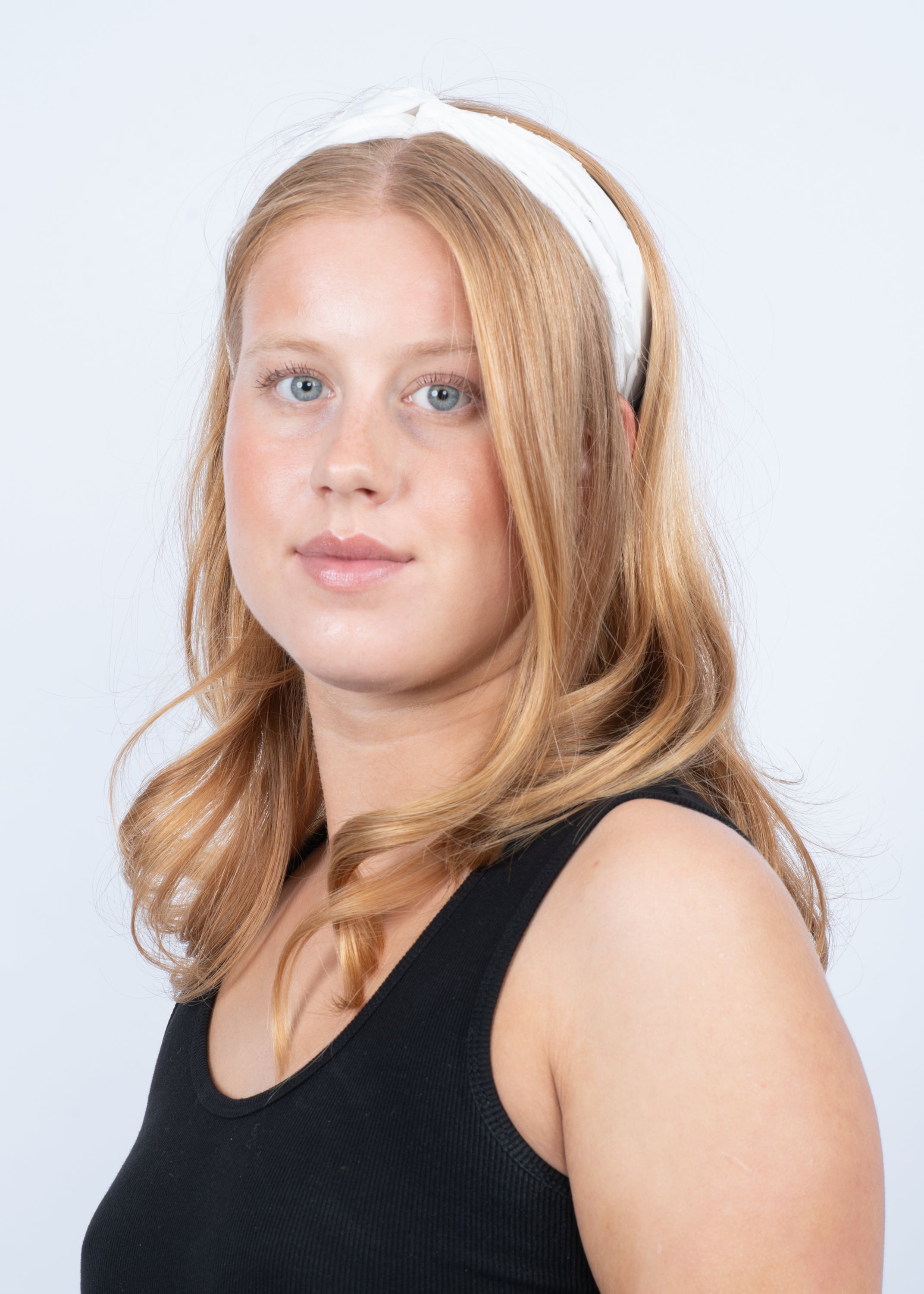 Sui Ava / Floral Broderie Twist Headband / Soft White