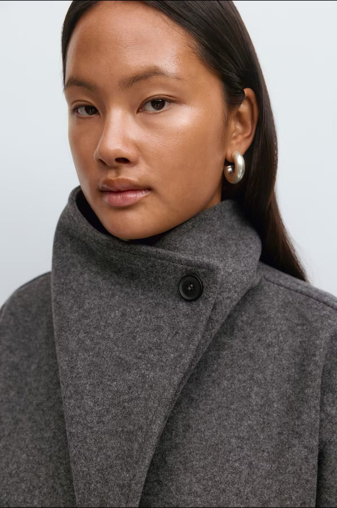 Gina Tricot / High neck short jacket / Dk grey melange