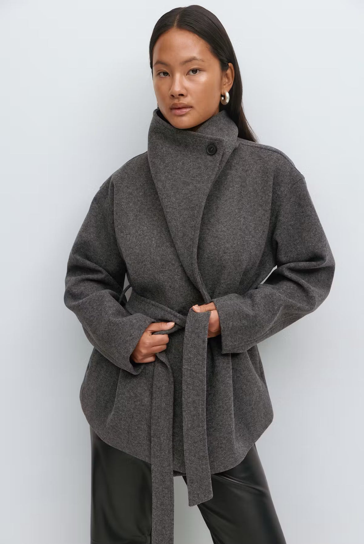 Gina Tricot / High neck short jacket / Dk grey melange