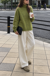 Gina Tricot / Knitted turtleneck sweater / Spinach green