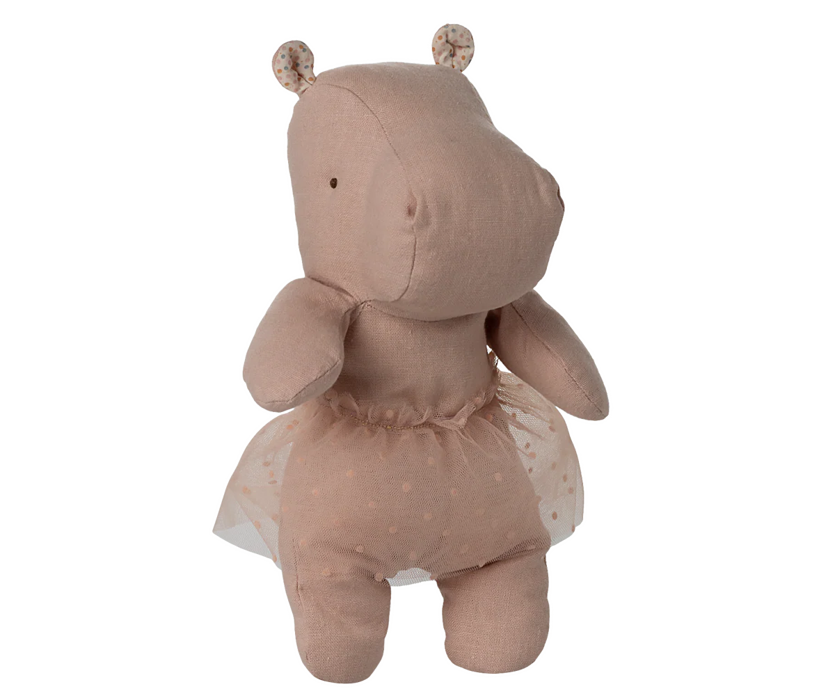 Maileg / Safari friends w/ Skirt , Small hippo - Soft Rose