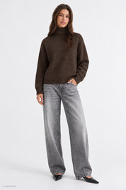 Gina Tricot / Knitted turtleneck sweater / Chocolate brown (7085)