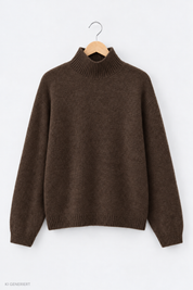 Gina Tricot / Knitted turtleneck sweater / Chocolate brown (7085)