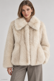 Gina Tricot / Faux fur shaped jacket / Creme (1263)
