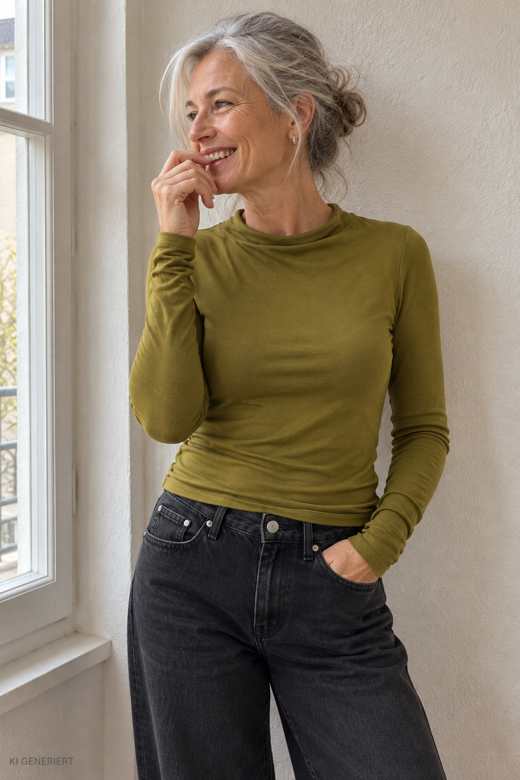 Gina Tricot / Funnel neck top / Fir green