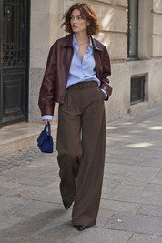 Gina Tricot / Edgy belted wide trousers / Dark brown (7180)