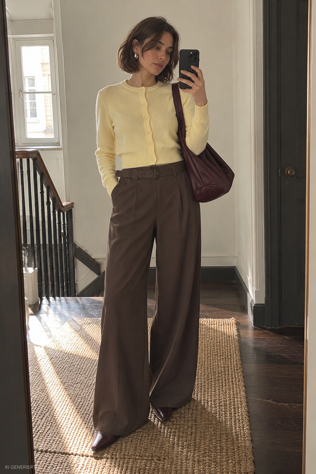 Gina Tricot / Edgy belted wide trousers / Dark brown (7180)