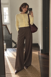 Gina Tricot / Edgy belted wide trousers / Dark brown (7180)