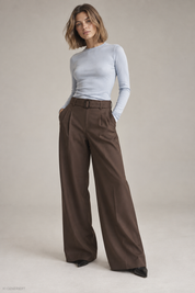 Gina Tricot / Edgy belted wide trousers / Dark brown (7180)