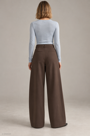 Gina Tricot / Edgy belted wide trousers / Dark brown (7180)