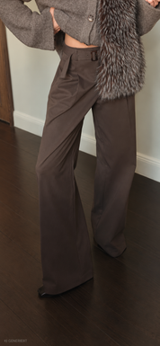 Gina Tricot / Edgy belted wide trousers / Dark brown (7180)