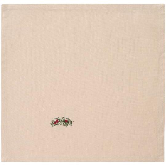 Ib Laursen / Stoffserviette Tradition Zweig m/roten Beeren leinenfarbig