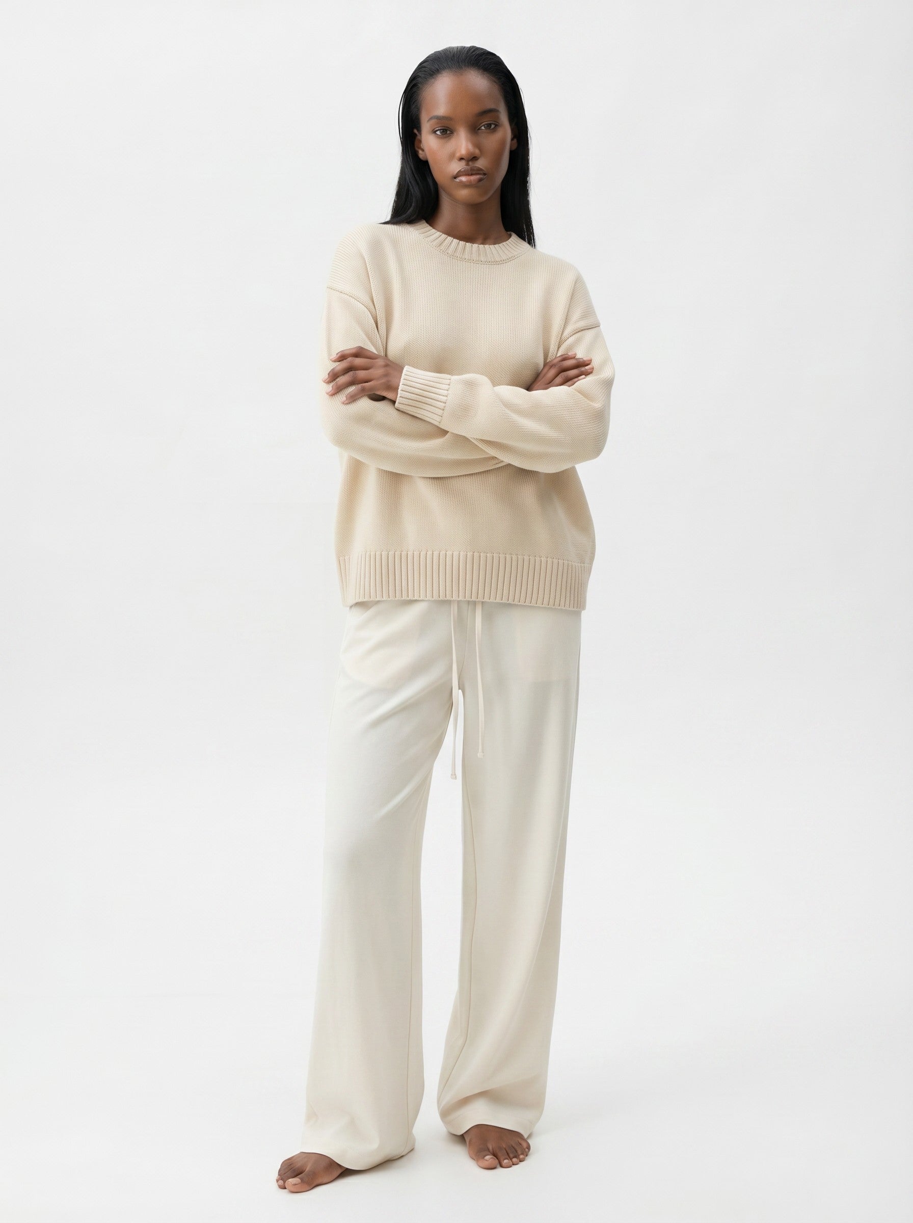 Gina Tricot / Drawstring satin trousers / Creme (1263)