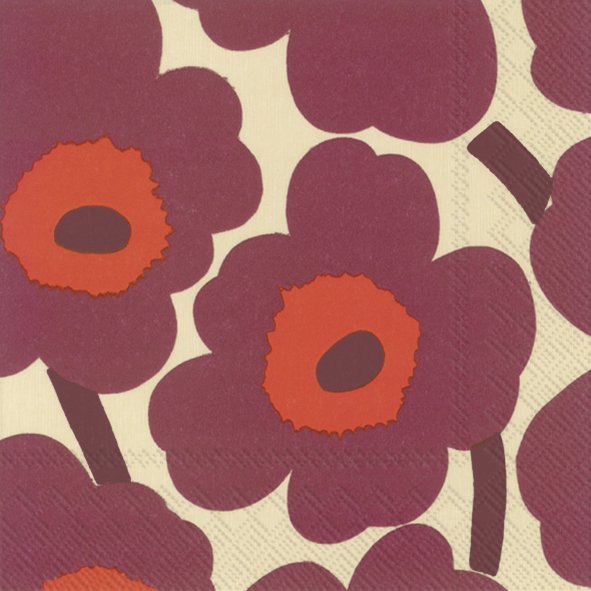 Marimekko / UNIKKO cream bordeaux 'Lunch'