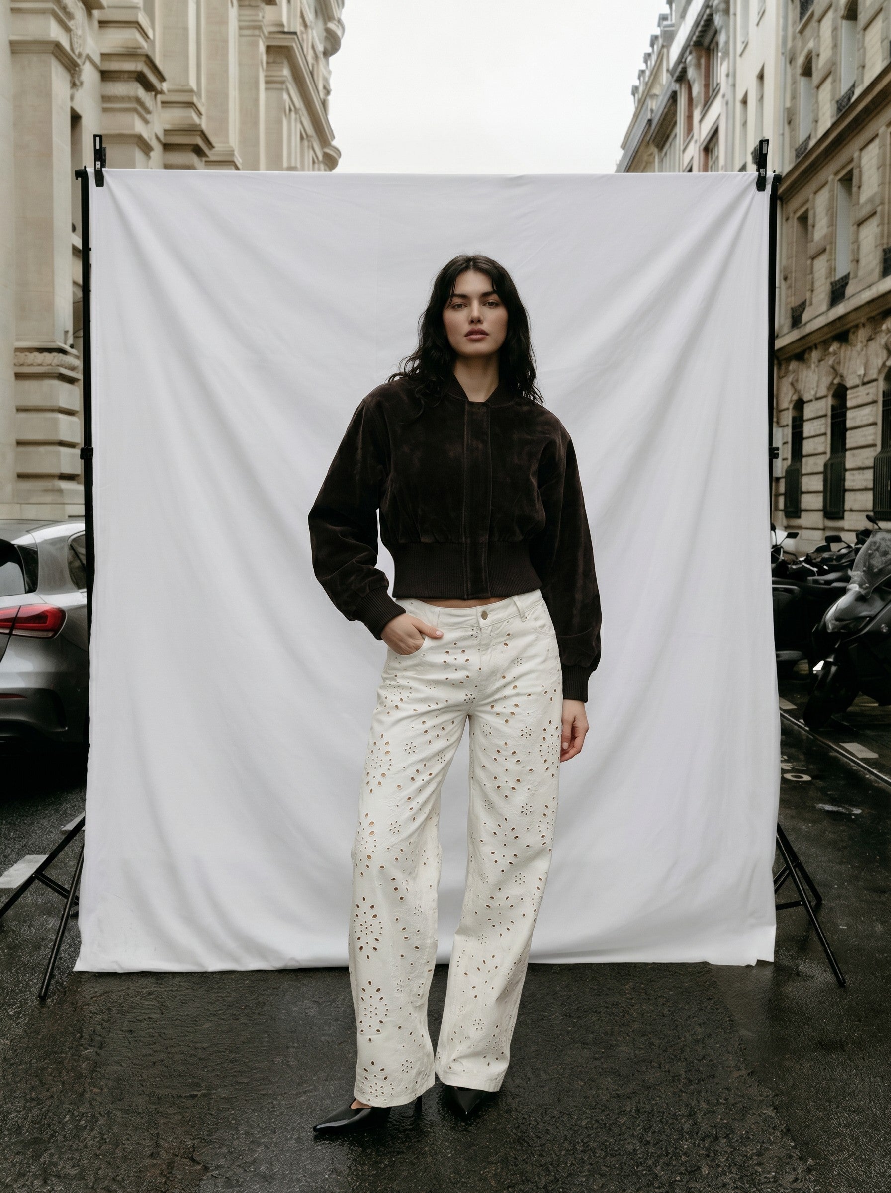 Gina Tricot / Broderie denim jeans / Offwhite