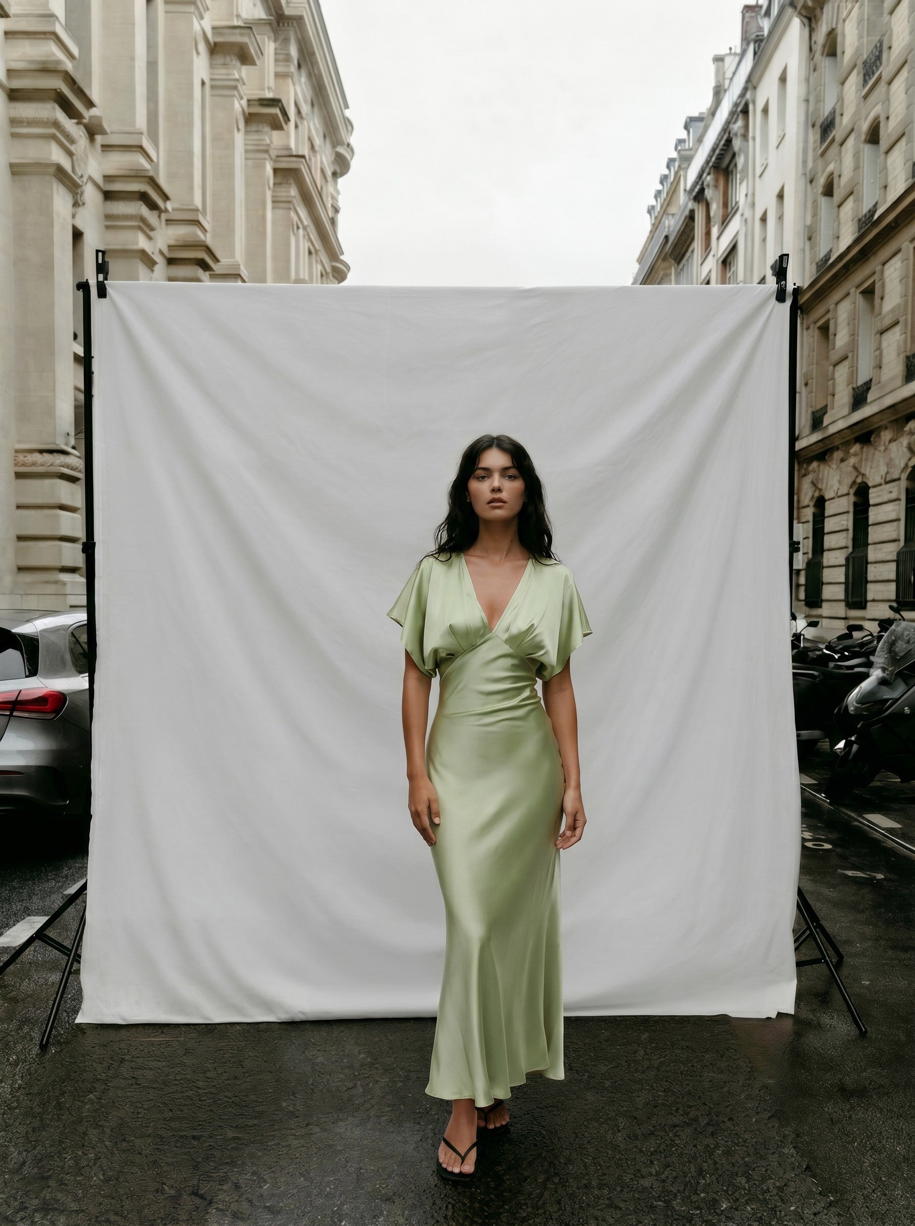 Gina Tricot / Satin maxi dress / Winter pear