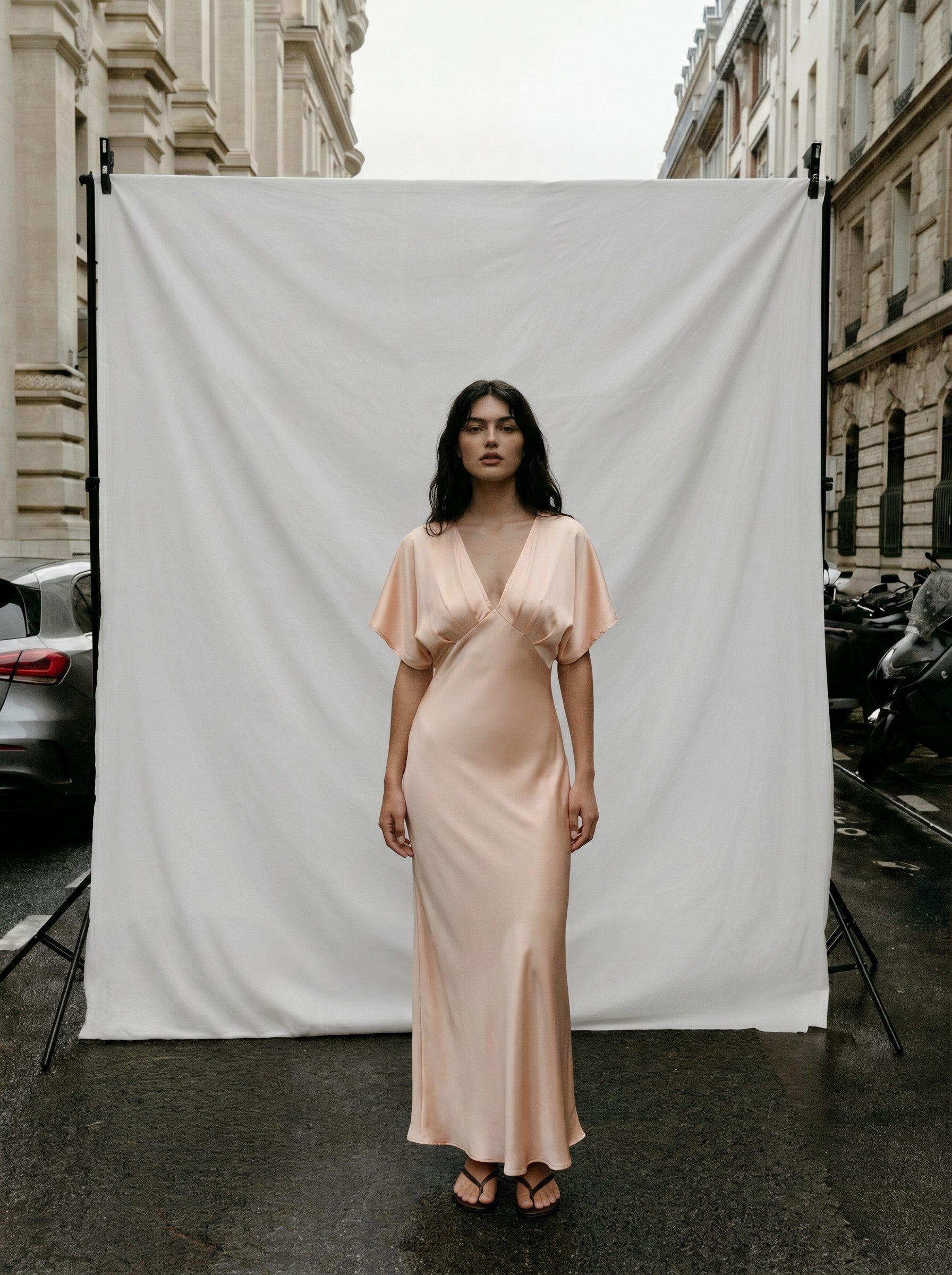 Gina Tricot / Satin maxi dress / Peach/quartz (2557)