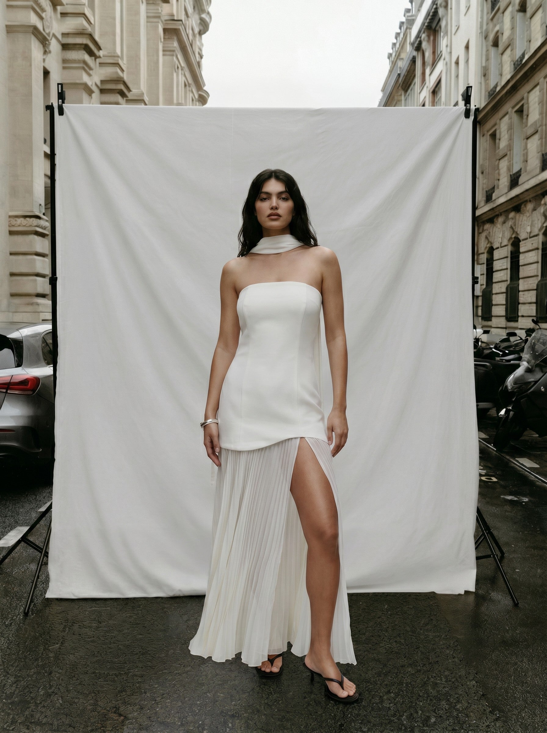 Gina Tricot / Dropped waist scarf dress / Creme (1263)