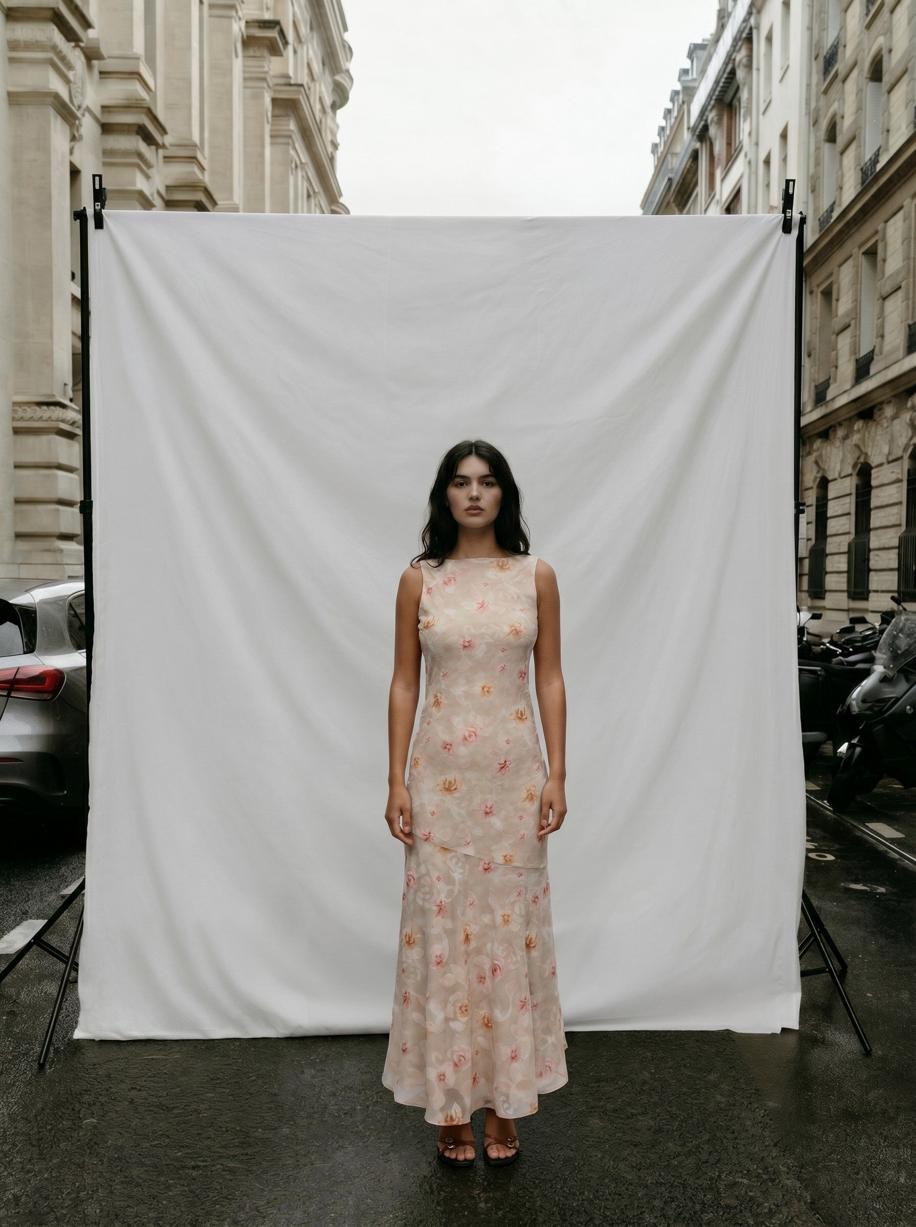 Gina Tricot / Draped back maxi dress / Flower aop (2058)