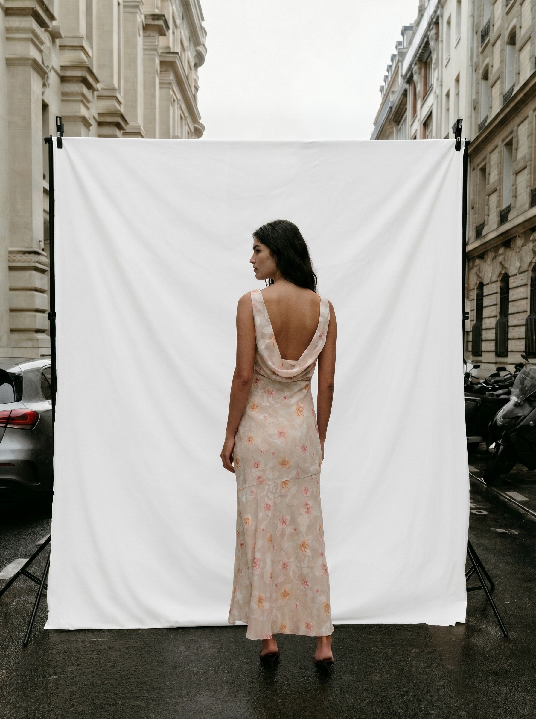 Gina Tricot / Draped back maxi dress / Flower aop (2058)