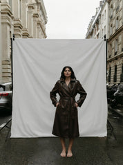 Gina Tricot / Belted pu trench coat / Dark brown (7180)