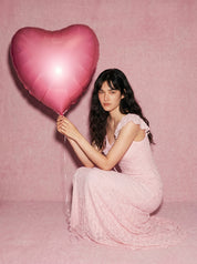 Gina Tricot / Frill maxi dress / Pink dogwood