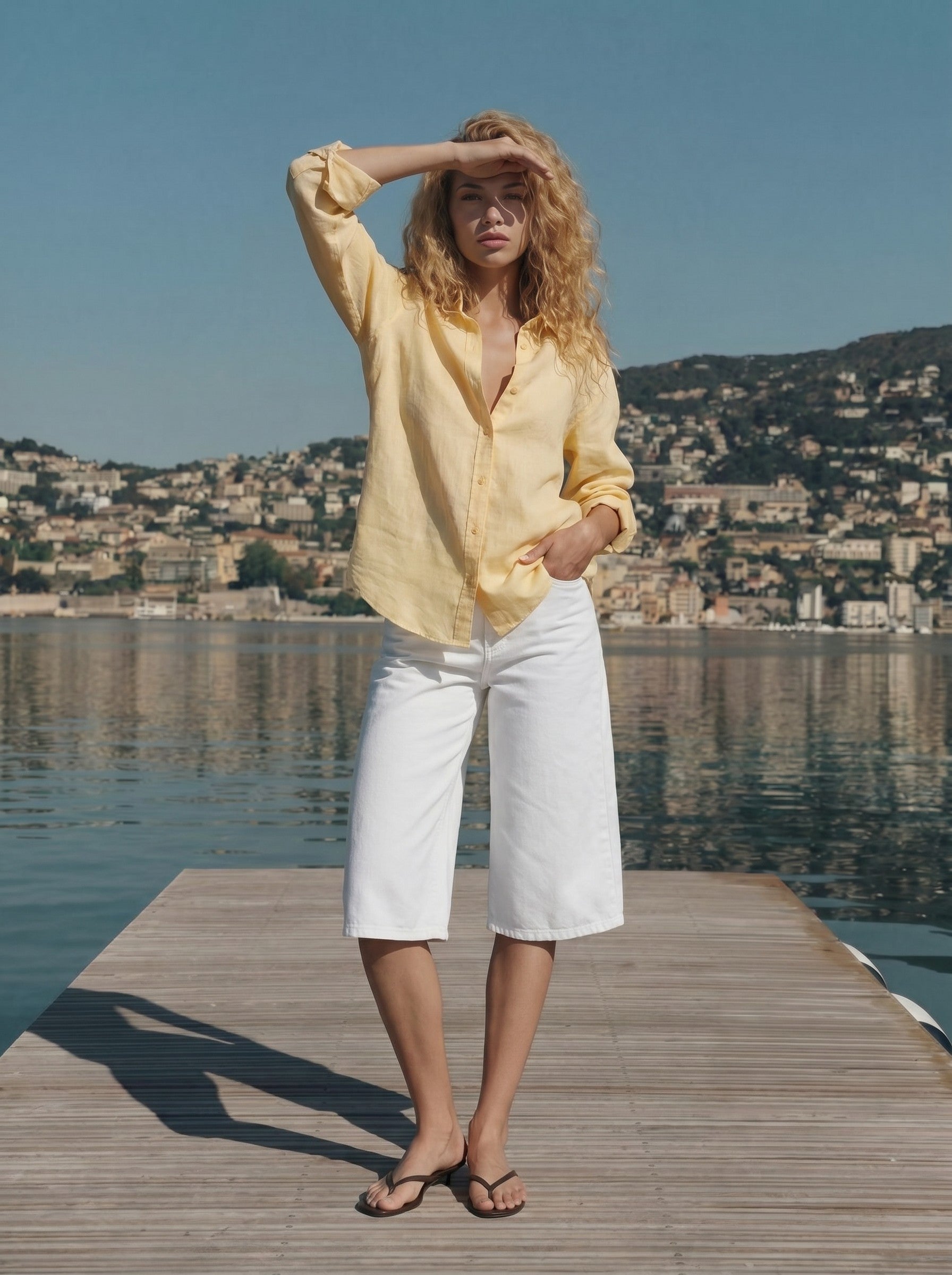 Gina Tricot / Oversized linen shirt / Golden haze (2169)