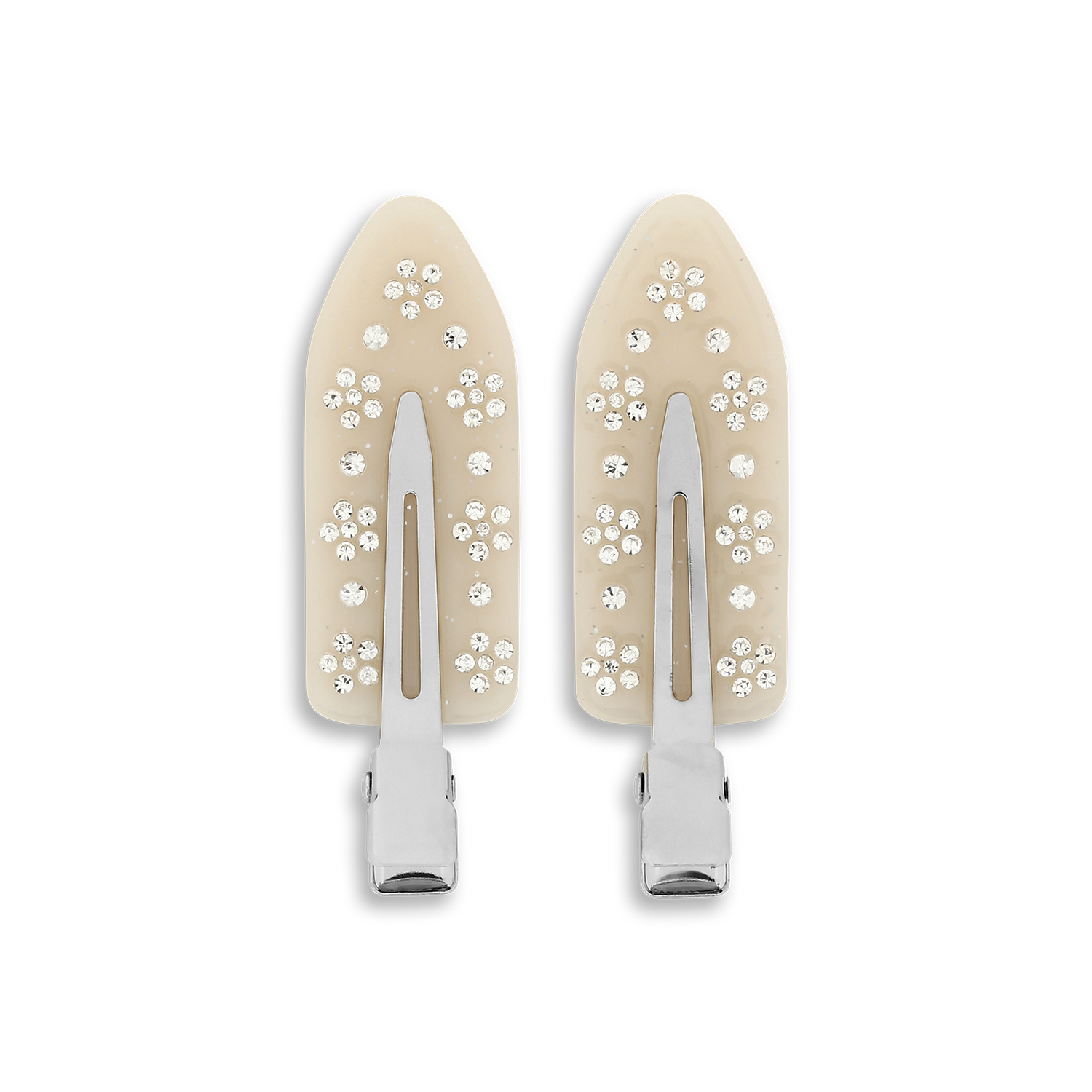 Sui Ava / No Crease Flower Crystal Clips // 2 pcs / White