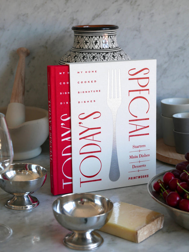 Recipe-Book-Todays-Special-Rot-Wei-30-Baumwollstoff-30-Graupappe-40-holzfreies-Papier-5