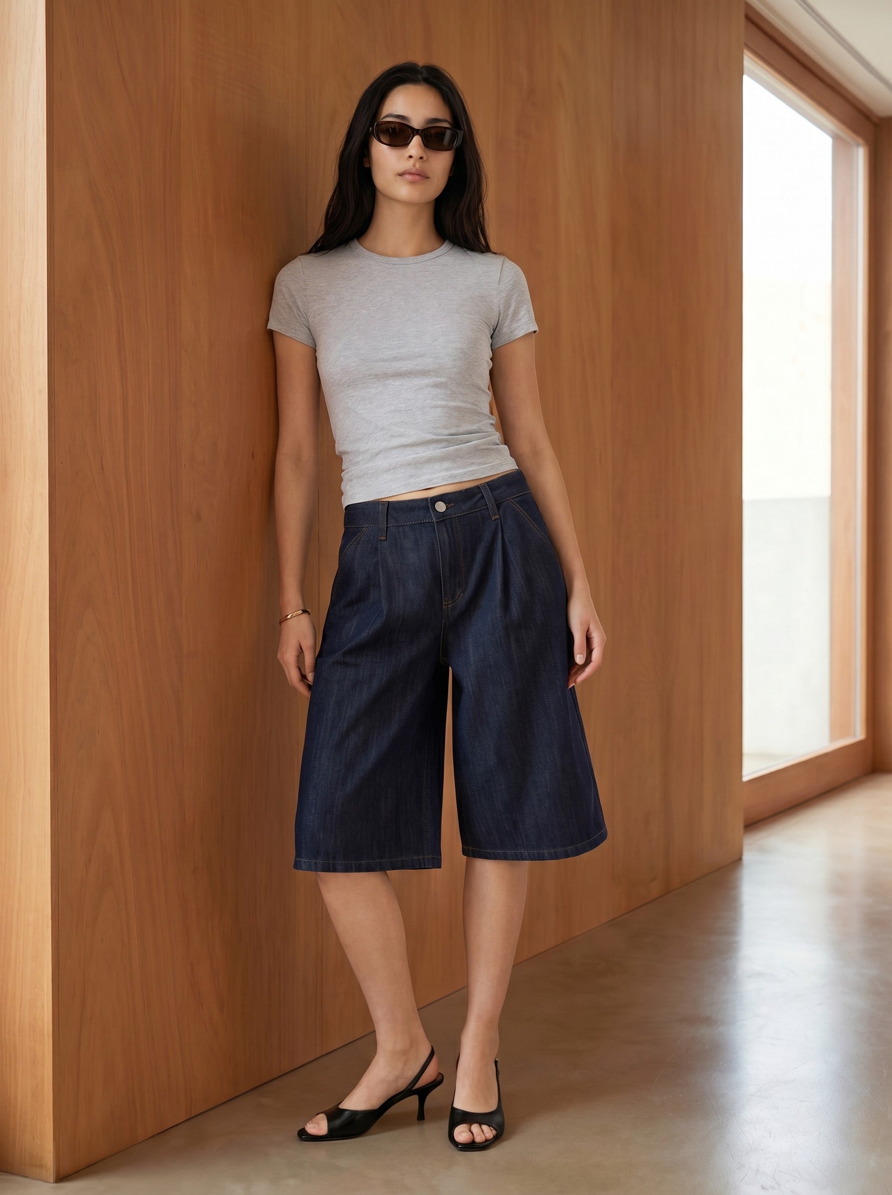 Gina Tricot / Tailored long denim shorts / Rinse